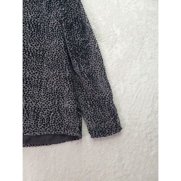 Express Blouse Top Women's Small Gray Black Velvet Polka Dot Sheer Viscose Lined - Picture 5 of 9